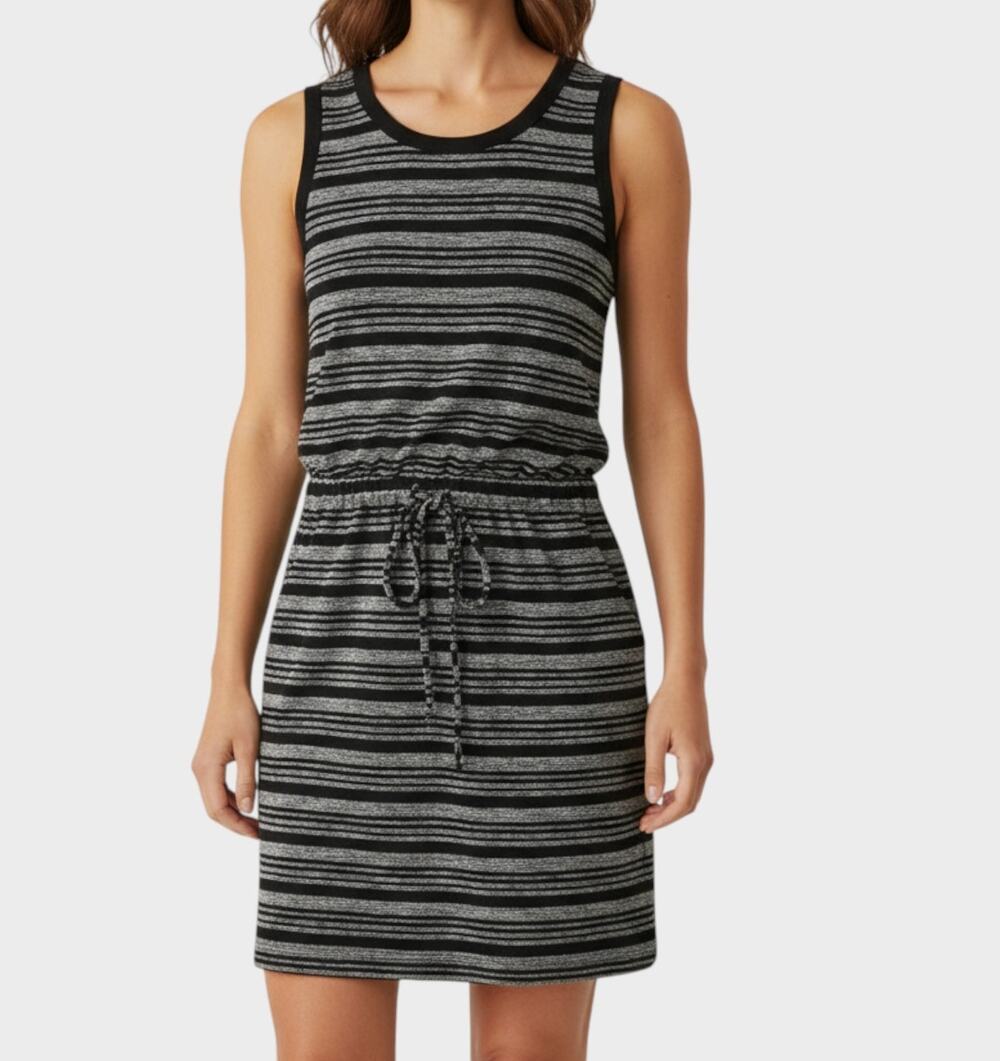 Banana Republic Womens XS Sleeveless Striped Dress with Pockets Cinched Waist